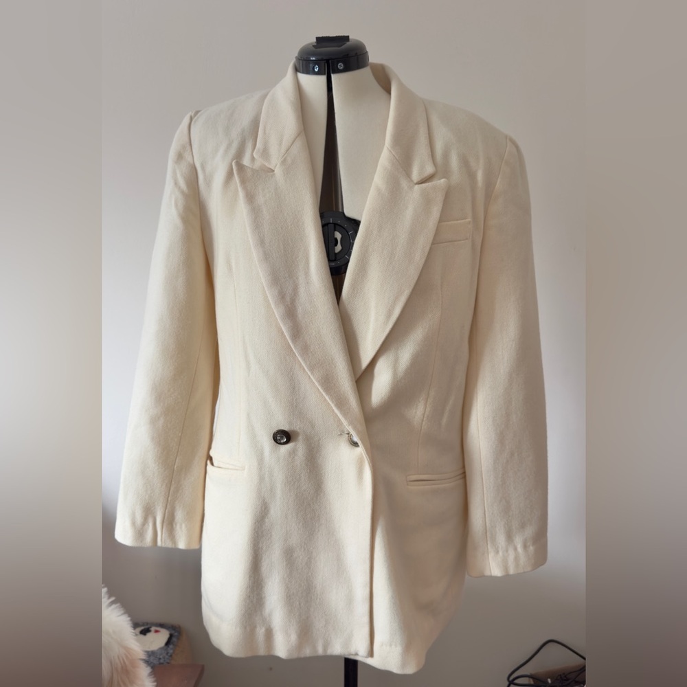 Cream Double-Breasted Blazer